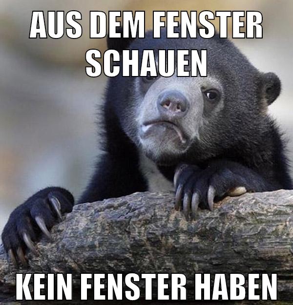 aus dem fenster schauen kein fenster haben