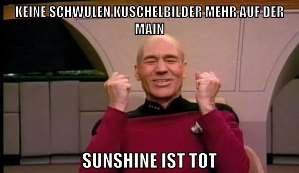 keine schwulen kuschelbilder mehr auf der main sunshine ist tot