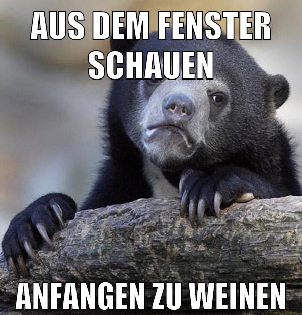AUS DEM FENSTER SCHAUEN ANFANGEN ZU WEINEN