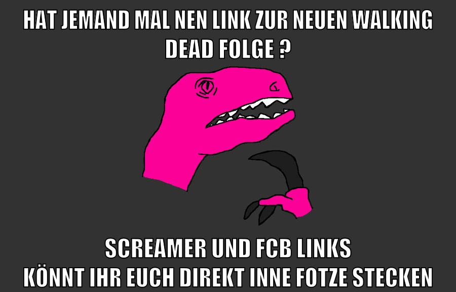 hat jemand mal nen link zur neuen walking dead folge ? screamer und fcb links könnt ihr euch direkt inne fotze stecken