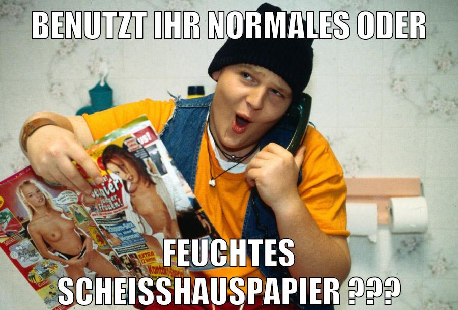 benutzt ihr normales oder feuchtes scheißhauspapier ???