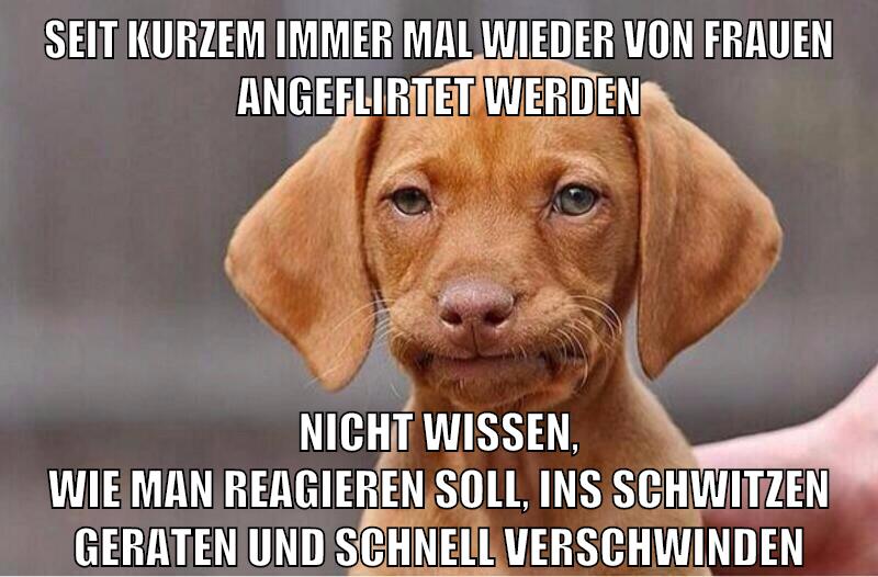 seit kurzem immer mal wieder von frauen angeflirtet werden nicht wissen, wie man reagieren soll, ins schwitzen geraten und schnell verschwinden