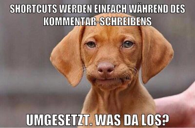shortcuts werden einfach während des kommentar-schreibens umgesetzt. was da los?