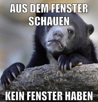 aus dem fenster schauen kein fenster haben