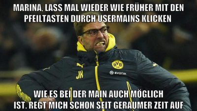 marina, lass mal wieder wie früher mit den pfeiltasten durch usermains klicken wie es bei der main auch möglich ist. regt mich schon seit geraumer zeit auf