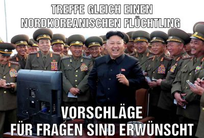 Treffe gleich einen Nordkoreanischen Flüchtling Vorschläge für fragen sind erwünscht
