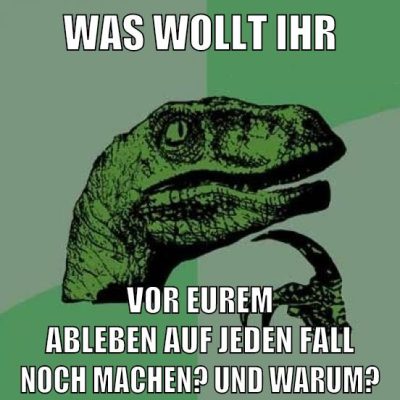 was wollt ihr vor eurem ableben auf jeden fall noch machen? und warum?