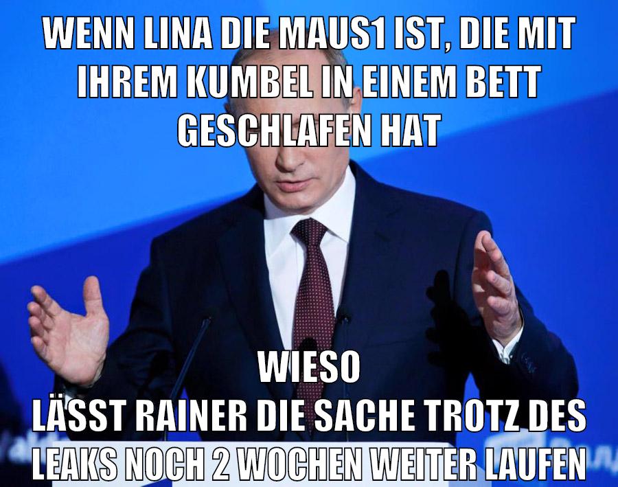 wenn lina die maus1 ist, die mit ihrem kumbel in einem bett geschlafen hat wieso lässt rainer die sache trotz des leaks noch 2 wochen weiter laufen