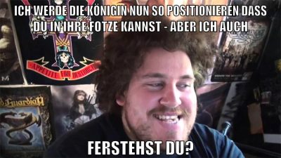 ich werde die königin nun so positionieren dass du in ihre fotze kannst - aber ich auch ferstehst du?