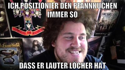 ich positionier den pfannkuchen immer so dass er lauter löcher hat