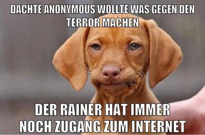 dachte anonymous wollte was gegen den terror machen der rainer hat immer noch zugang zum internet