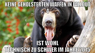 keine geholsterten waffen in fallout 4 ist wohl technisch zu schwer im jahre 2015
