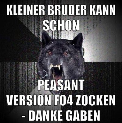 kleiner bruder kann schon peasant version fo4 zocken - danke gaben