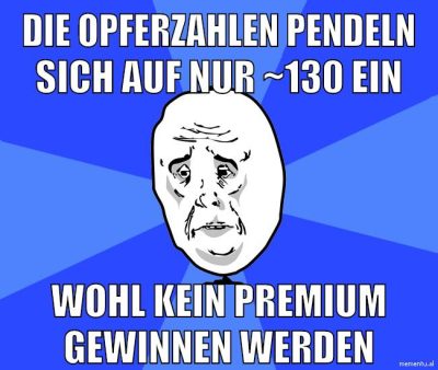 die opferzahlen pendeln sich auf nur ~130 ein wohl kein premium gewinnen werden