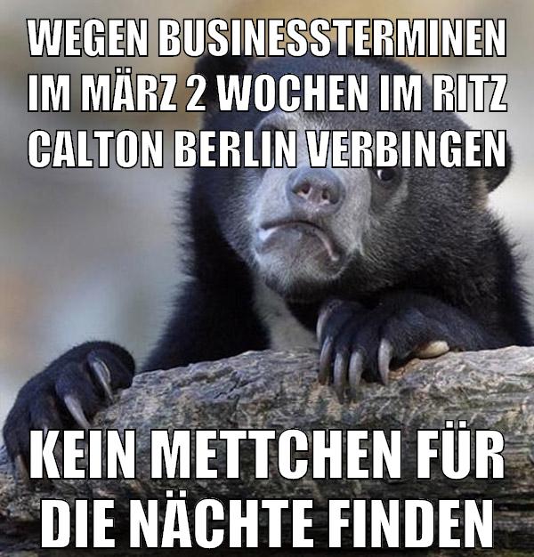 wegen businessterminen im märz 2 wochen im ritz calton berlin verbingen kein mettchen für die nächte finden