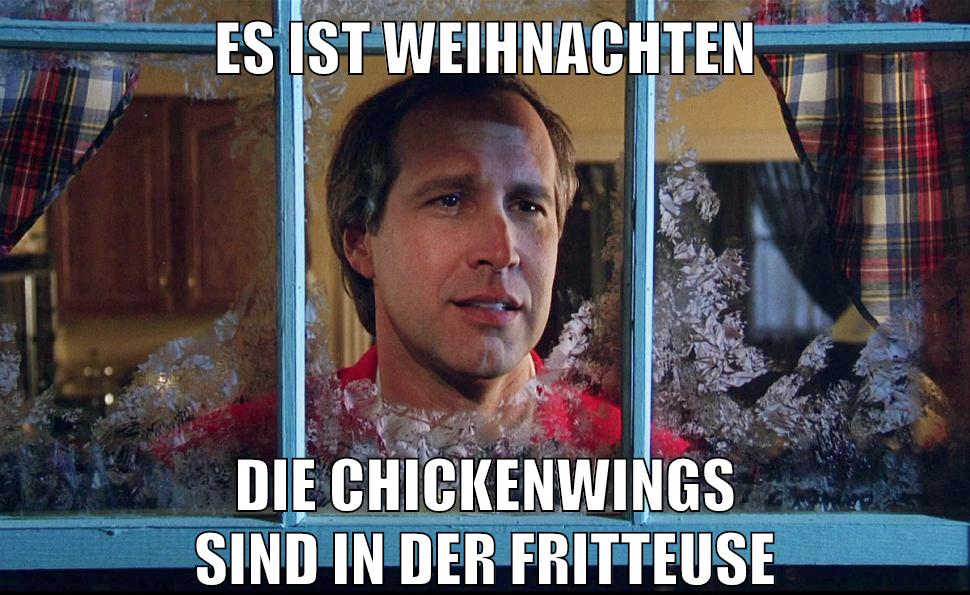 Es ist weihnachten die chickenwings sind in der fritteuse