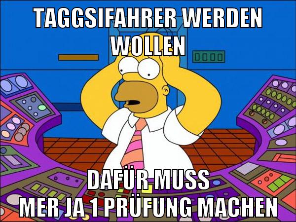 taggsifahrer werden wollen dafür muss mer ja 1 prüfung machen
