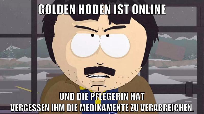golden hoden ist online und die pflegerin hat vergessen ihm die medikamente zu verabreichen.