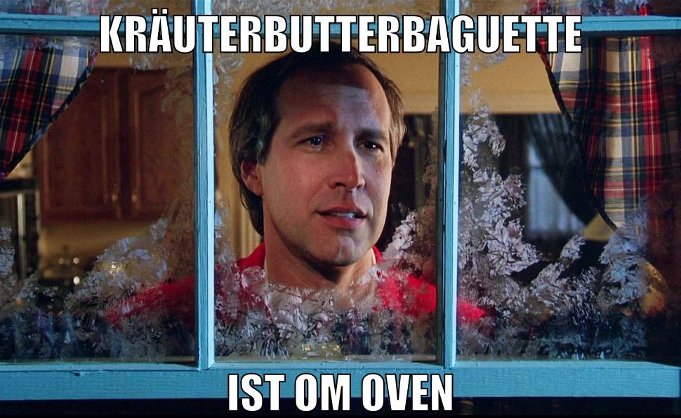 kräuterbutterbaguette ist om oven