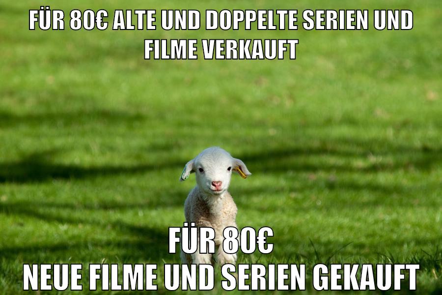 für 80€ alte und doppelte serien und filme verkauft für 80€ neue filme und serien gekauft