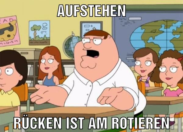 AUFstehen Rücken ist am rotieren