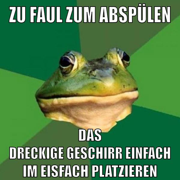 zu faul zum abspülen das dreckige geschirr einfach im eisfach platzieren