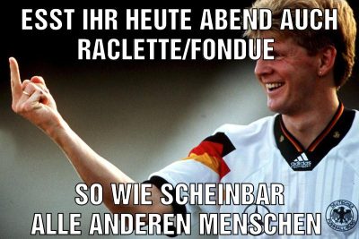 Esst ihr heute Abend auch Raclette/Fondue So wie scheinbar alle anderen Menschen