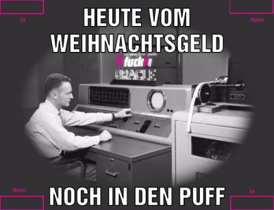 Heute vom weihnachtsgeld Noch in den puff