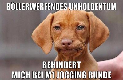 böllerwerfendes unholdentum behindert mich bei m1 jogging runde