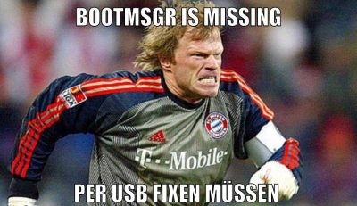 bootmsgr is missing per usb fixen müssen