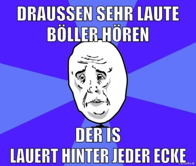 draußen sehr laute böller hören der is lauert hinter jeder ecke