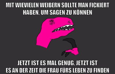 mit wievielen weibern sollte man fickiert haben, um sagen zu können jetzt ist es mal genug, jetzt ist es an der zeit die frau fürs leben zu finden