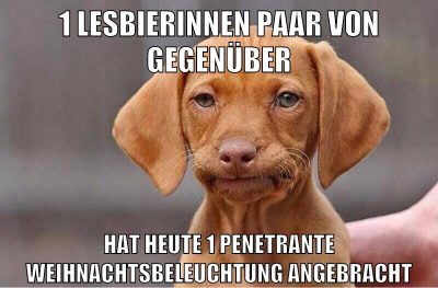 1 lesbierinnen paar von gegenüber hat heute 1 penetrante weihnachtsbeleuchtung angebracht