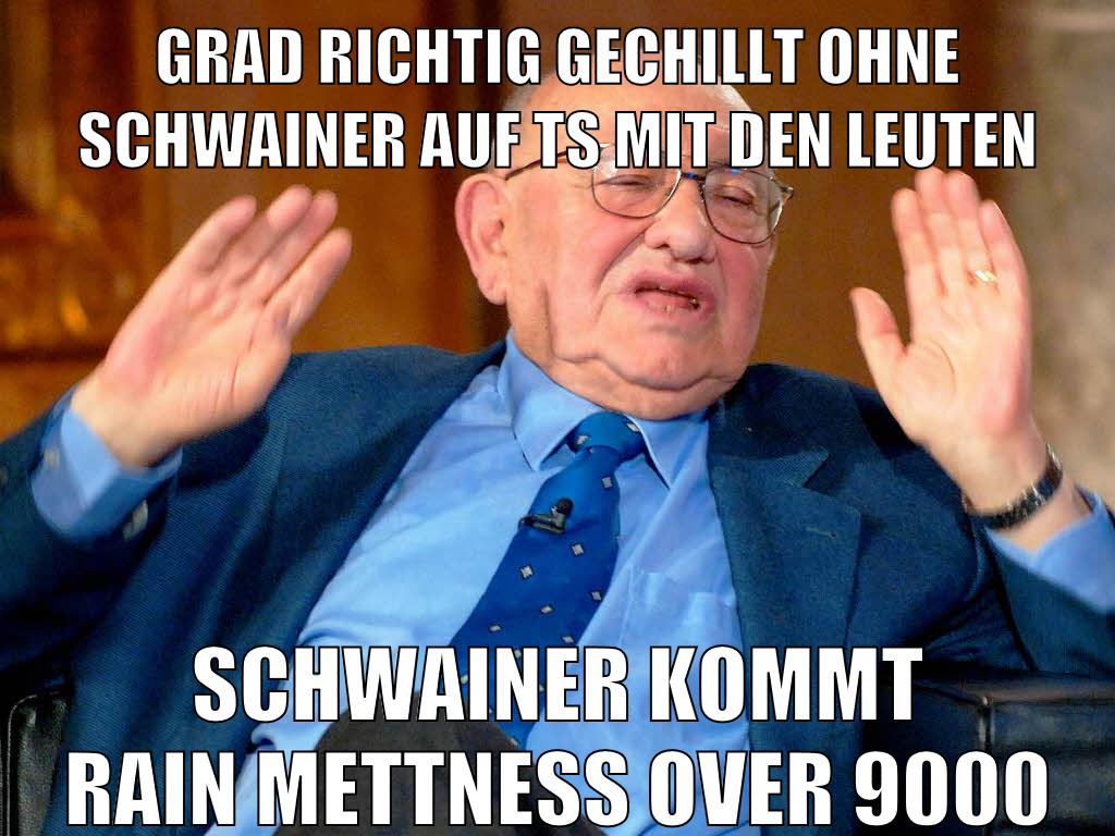 grad richtig gechillt ohne schwainer auf ts mit den leuten schwainer kommt rain mettness over 9000