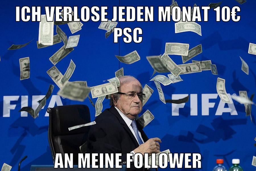 ich verlose jeden monat 10€ PSC an meine follower