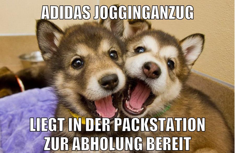 adidas jogginganzug liegt in der packstation zur abholung bereit