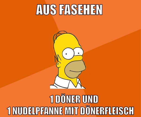 aus fasehen 1 döner und 1 nudelpfanne mit dönerfleisch