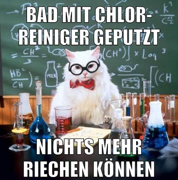 bad mit Chlor- Reiniger geputzt nichts mehr riechen können