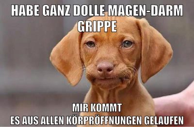 habe ganz dolle magen-darm grippe mir kommt es aus allen körpröffnungen gelaufen