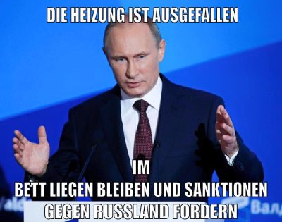die heizung ist ausgefallen im bett liegen bleiben und sanktionen gegen russland fordern