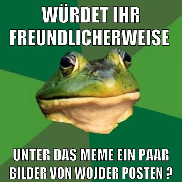Würdet ihr freundlicherweise unter das Meme ein paar Bilder von Wojder posten ?