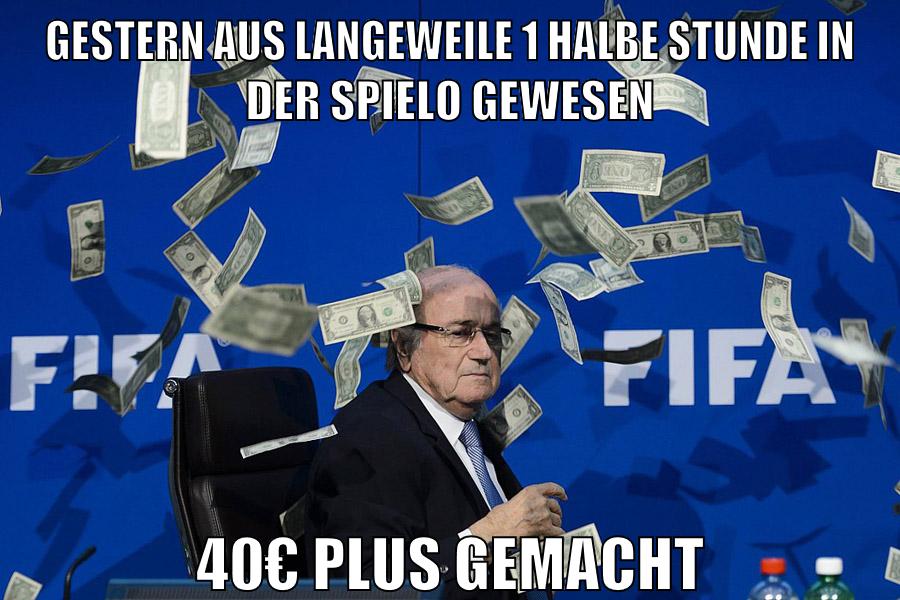 gestern aus langeweile 1 halbe stunde in der spielo gewesen 40€ plus gemacht