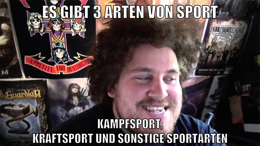 es gibt 3 arten von sport kampfsport, kraftsport und sonstige sportarten