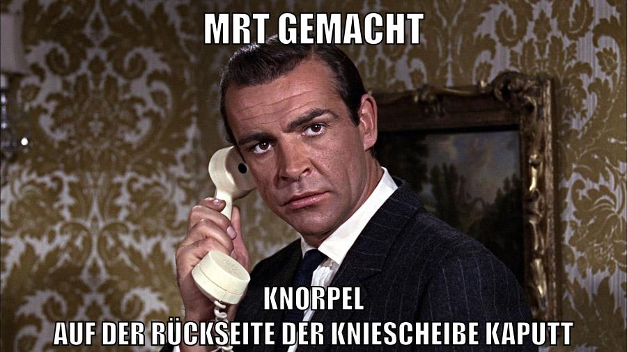MRT GEMACHT KNORPEL AUF DER RÜCKSEITE DER KNIESCHEIBE KAPUTT