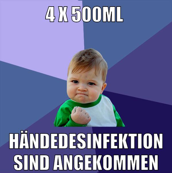 4 x 500ml händedesinfektion sind angekommen