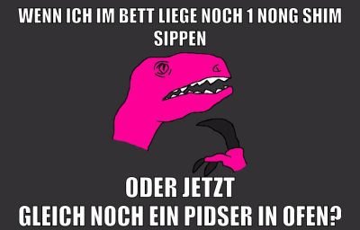 wenn ich im bett liege noch 1 nong shim sippen oder jetzt gleich noch ein pidser in ofen?