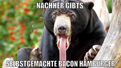 nachher gibts selbstgemachte Bacon Hamburger