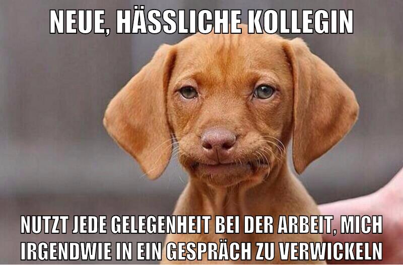 neue, hässliche kollegin nutzt jede gelegenheit bei der arbeit, mich irgendwie in ein Gespräch zu verwickeln