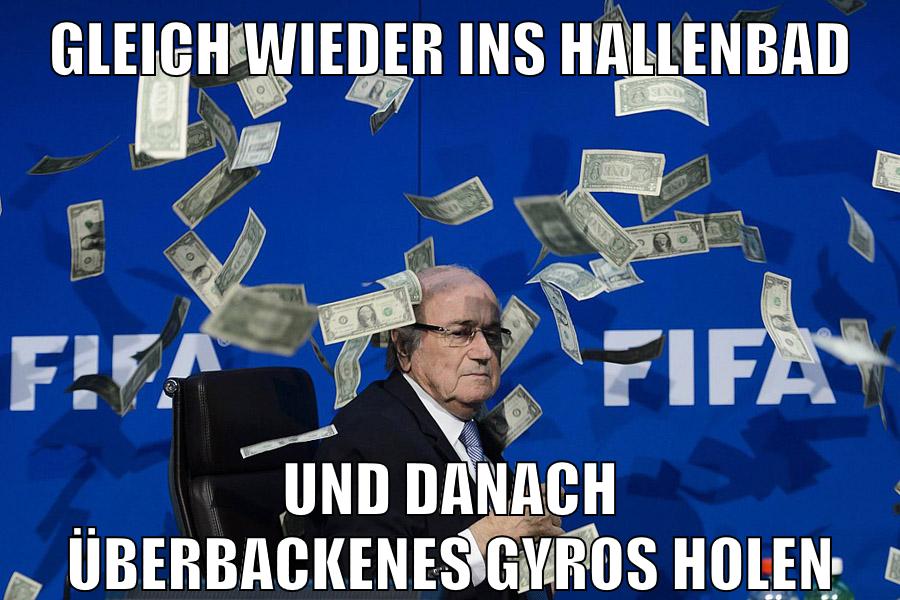 gleich wieder ins hallenbad und danach überbackenes gyros holen