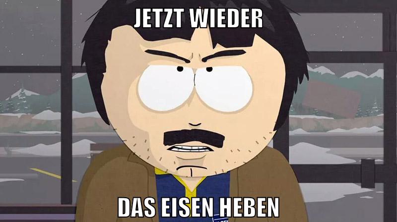 jetzt wieder das eisen heben
